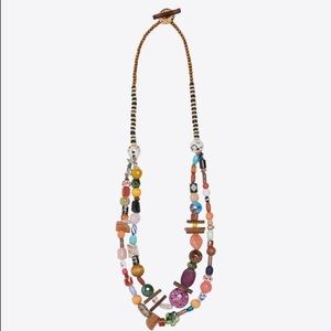 Zara wooden beaded long necklace
